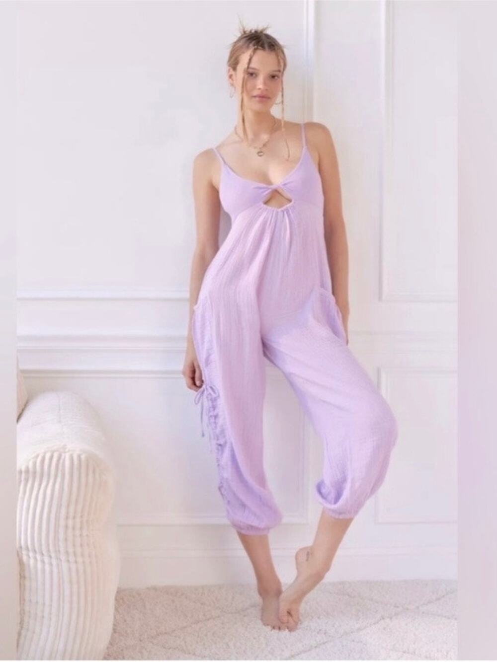 Urban Outfitters Out From Under Purple Gauze Cotton Jumpsuit Sz.S